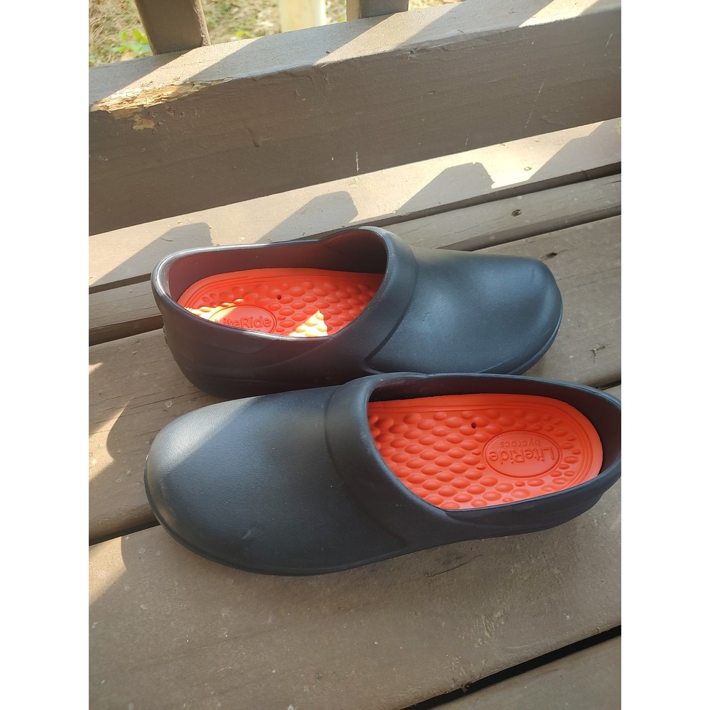 CROCS Black Mules with Orange Insoles